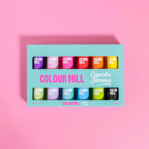 Colour Mill x CCJ Food Colouring Kit with 12 vibrant shades for professional baking by Crumbs & Doilies.